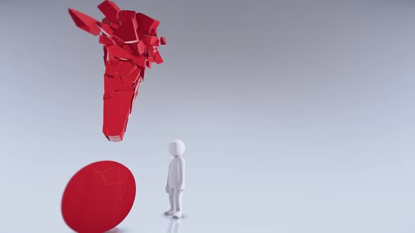 Conceptual Human Front Of Exclamation Mark Icon Hd alt