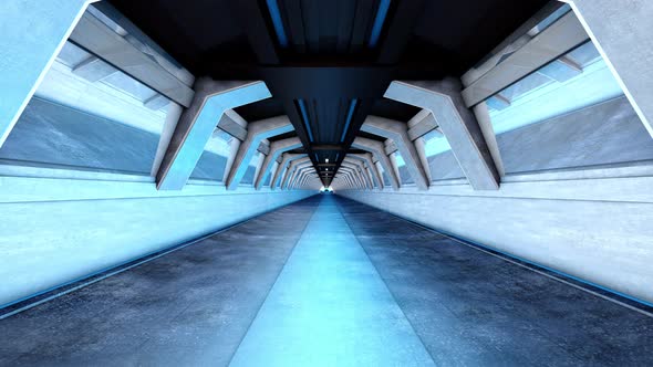 Futuristic Spaceship Corridor Animation