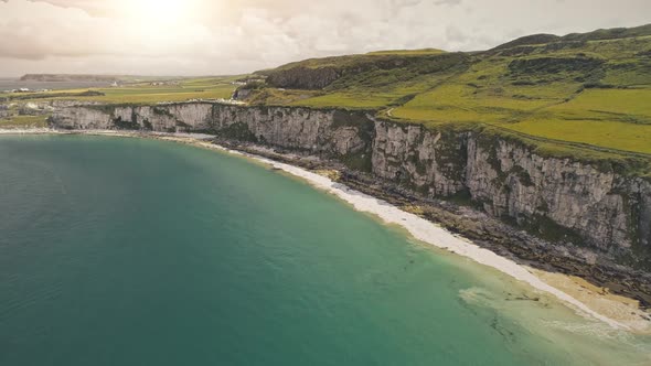 Sun Ocean Cliff Coast Aerial alt