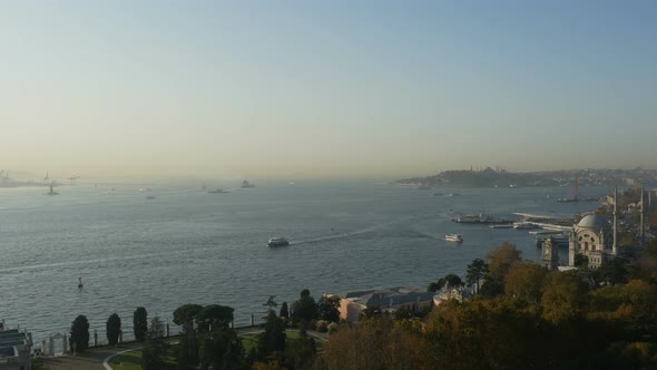 Time lapse of Ships In Bosphorus, Istanbul, Turkey