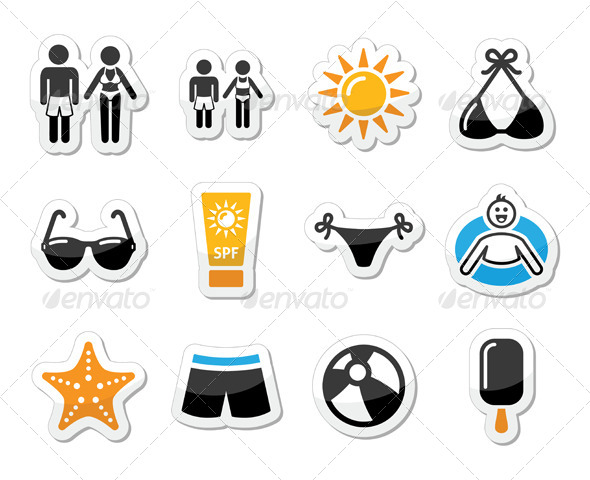 Summer Beach Holidays Icons Set - Miscellaneous Seasons/Holidays
