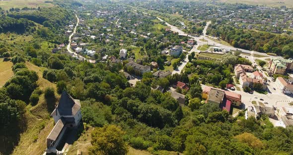 Aerial view of an old castle