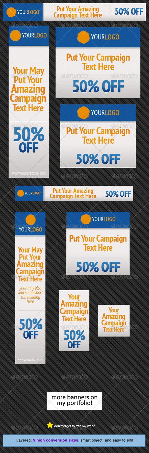 Orange Blue Web Banner Design Template - Banners & Ads Web Elements