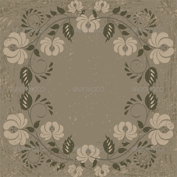 Vintage Card with Floral Pattern Frame - Flourishes / Swirls Decorative