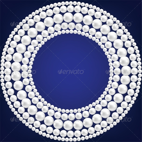 Dark Blue Background with Pearl Necklace - Man-made Objects Objects