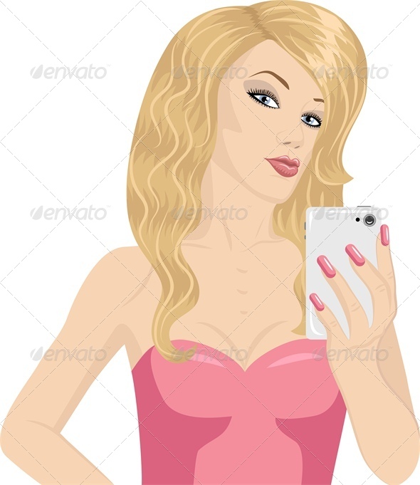 Blonde Woman Taking Self Portrait - People Characters