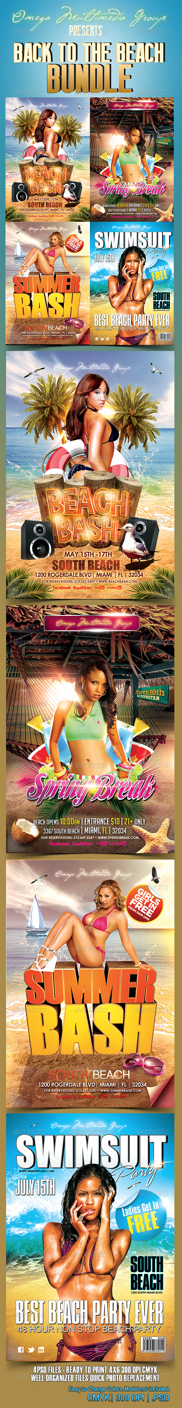 Back To The Beach Bundle - Events Flyers