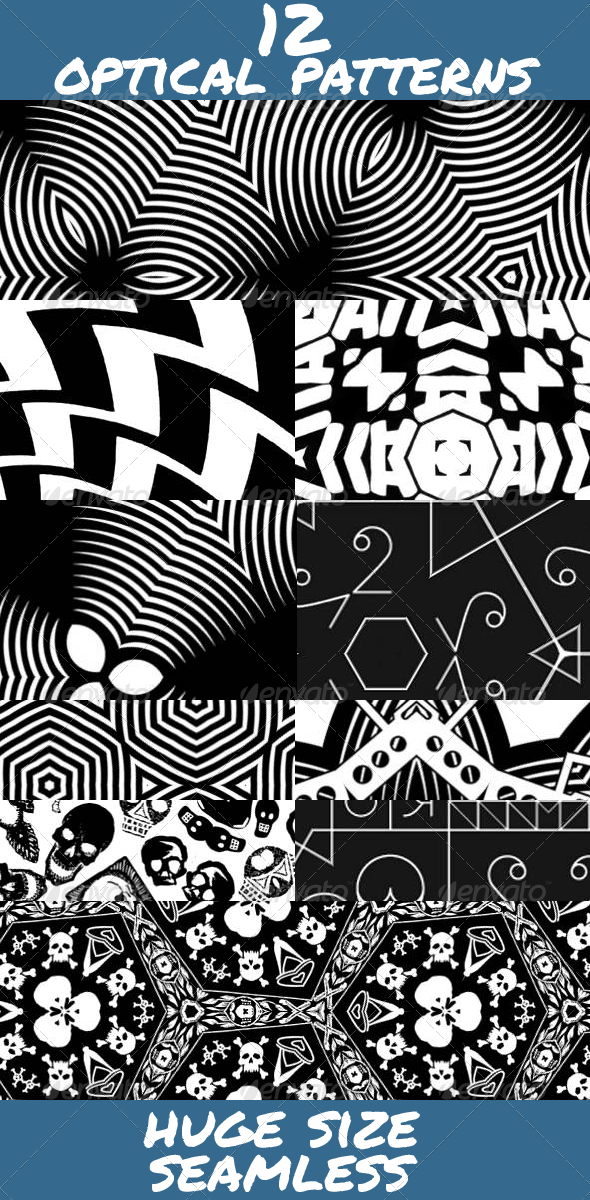 Black and White Optical Patterns - Techno / Futuristic Textures / Fills / Patterns