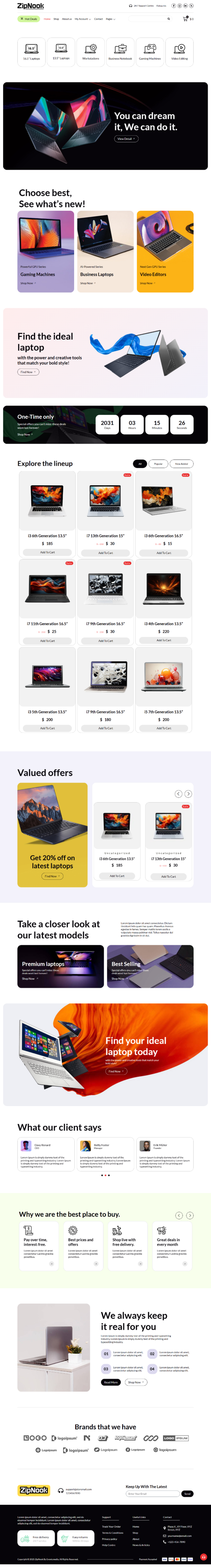 Zipnook - Woocommerce Laptop Store Elementor Pro Template Kit