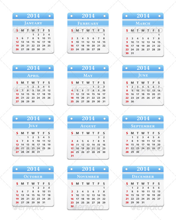2014 Calendar - Miscellaneous Vectors