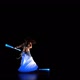 Beautiful Woman Dance With Neon Staffs In Ultraviolet Light  - VideoHive Item for Sale