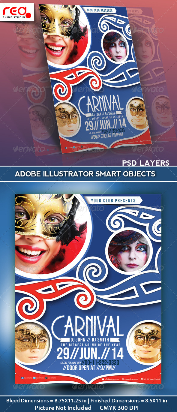 Carnival Flyer Poster & Magazine Template - Clubs & Parties Events