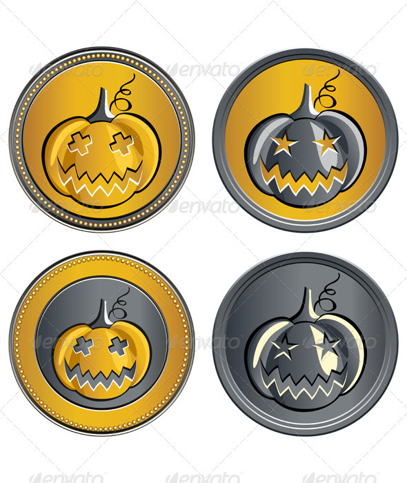 Vector set of coins on Halloween