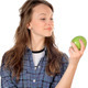 Beautiful Girl With a Green Apple in Hands - VideoHive Item for Sale