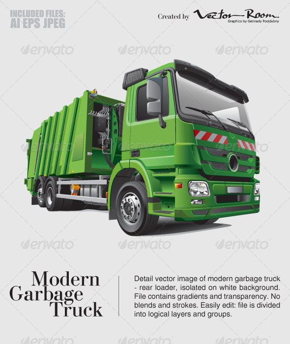 Modern Garbage Truck - Vectors