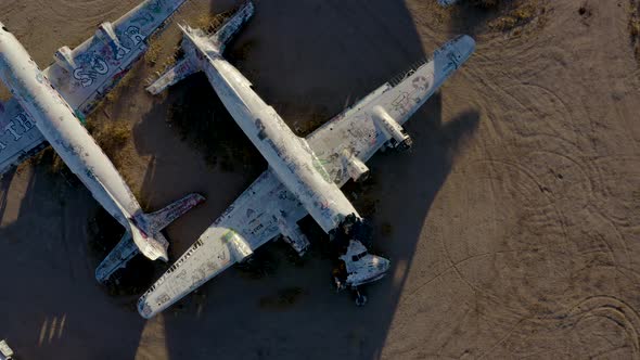 Abandoned DC-5 Aircraft Covered in Graffiti in Boneyard alt