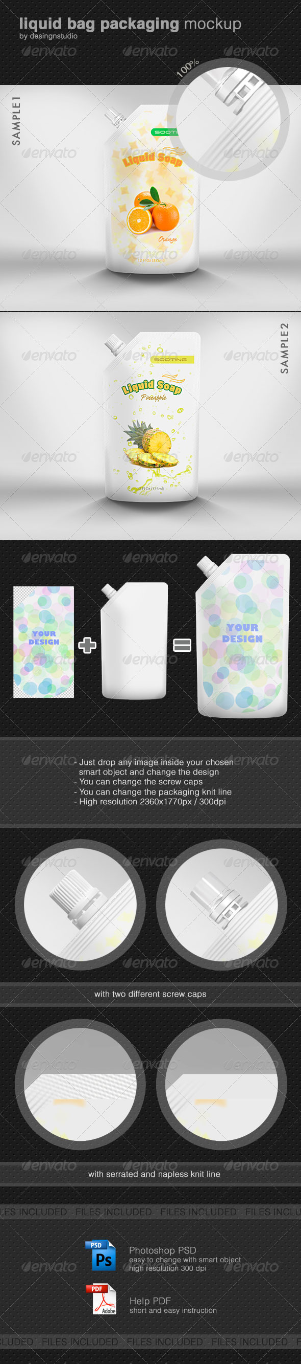 Liquid Bag Packaging Mock-Up - Food and Drink Packaging