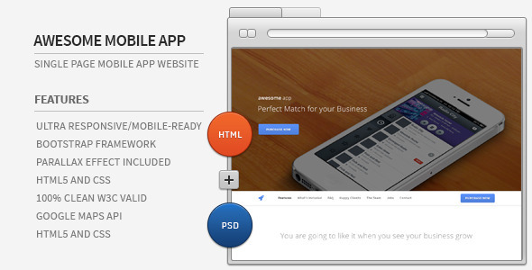 Awesome App Responsive - ThemeForest 5019618