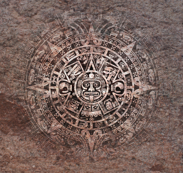 Mayan Calendar on Old Stone - Backgrounds Decorative