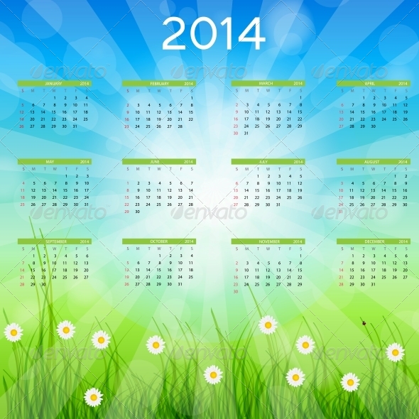 2014 New Year Calendar Vector Illustration - New Year Seasons/Holidays