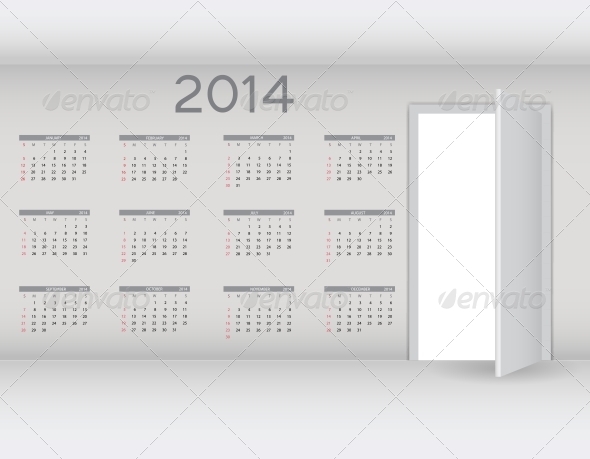2014 New Year Calendar Vector Illustration - New Year Seasons/Holidays