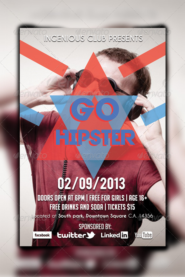 go hipster party flyer by ingeniousartist graphicriver hipster flyers