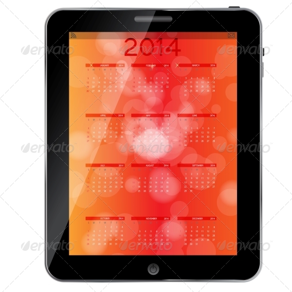 2014 New Year Calendar Vector Illustration - New Year Seasons/Holidays