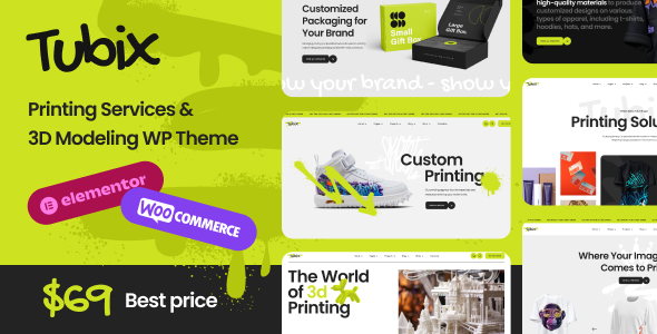 Tubix – Printing Servises & 3D Design WordPress Theme Nulled