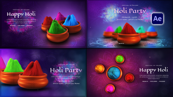 Holi Greetings Pack Titles template preview