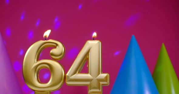 Burning Birthday Cake Candle Number 64