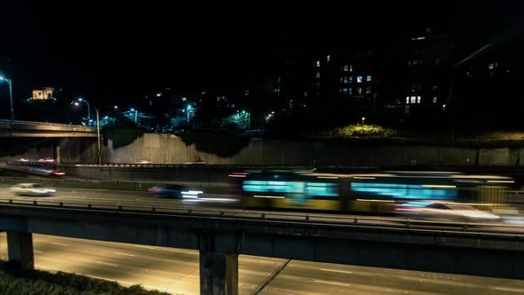 City Traffic Hyperlapse Downtown Seattle Freeway Night Motion Time Lapse alt