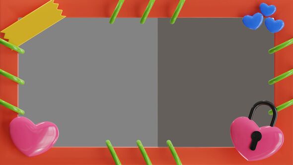 3D Animation of Polaroid With Heart Shaped Padlock Model alt