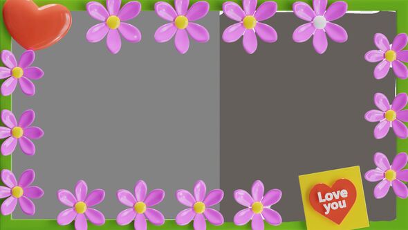 3D Animation of Polaroid Full Of Flowers In the Frame Model alt