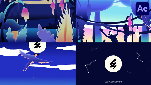 Jungle And Night Sky Logo Opener | After Effects Openers template preview