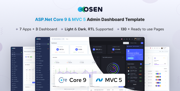 Osen - ASP.Net Core 9 & MVC5 Admin Dashboard Template