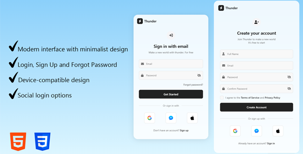 Thunder Login & Sign up Form
