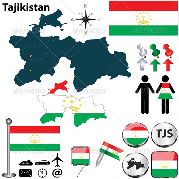 Map of Tajikistan - Travel Conceptual