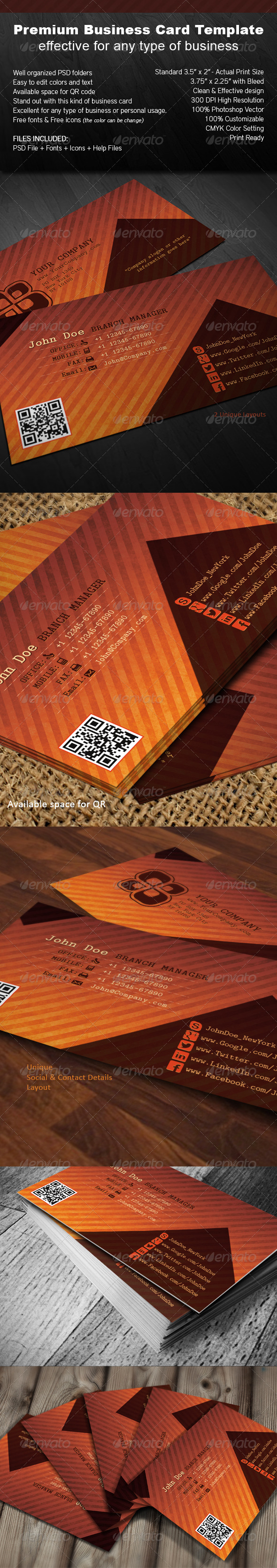 Orange Brown - Business Card - Corporate Business Cards