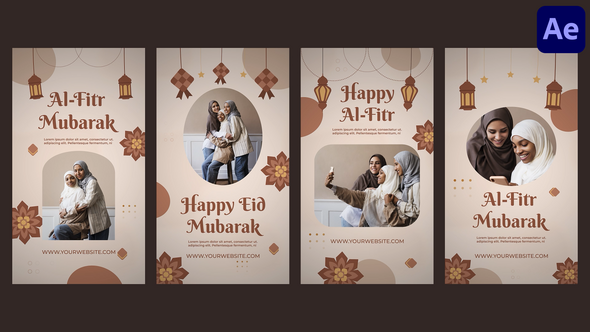 4 in 1 Eid Al-Fitr Instagram Stories Openers template preview