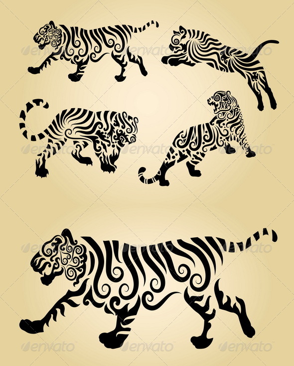 Floral Decorations tiger floral decorationscomicvector703 | graphicriver Floral Decorations tiger floral decorationscomicvector703 | graphicriver