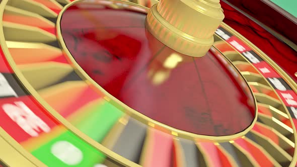 The roulette ball is spinning on the roulette wheel