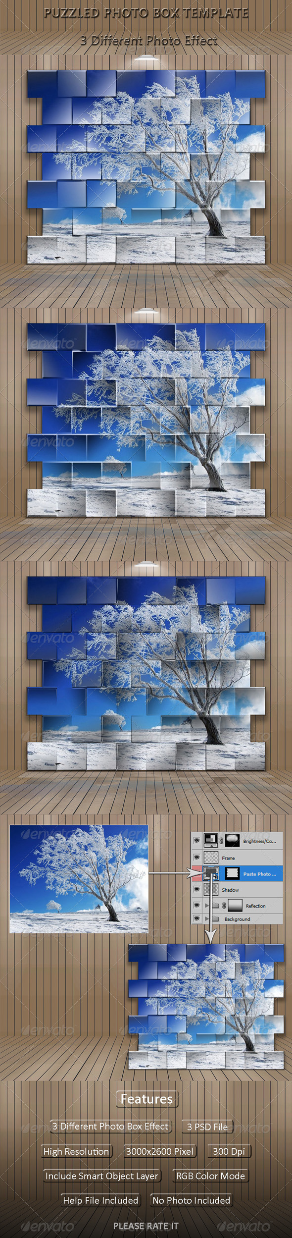 Puzzled Photo Box Template - Photo Templates Graphics