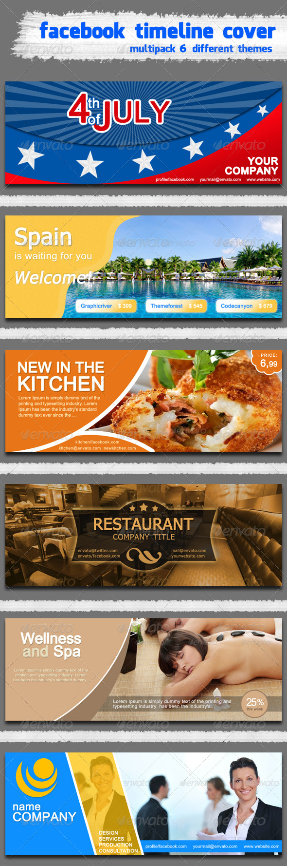 Facebook timeline cover multipack - Social Media Web Elements