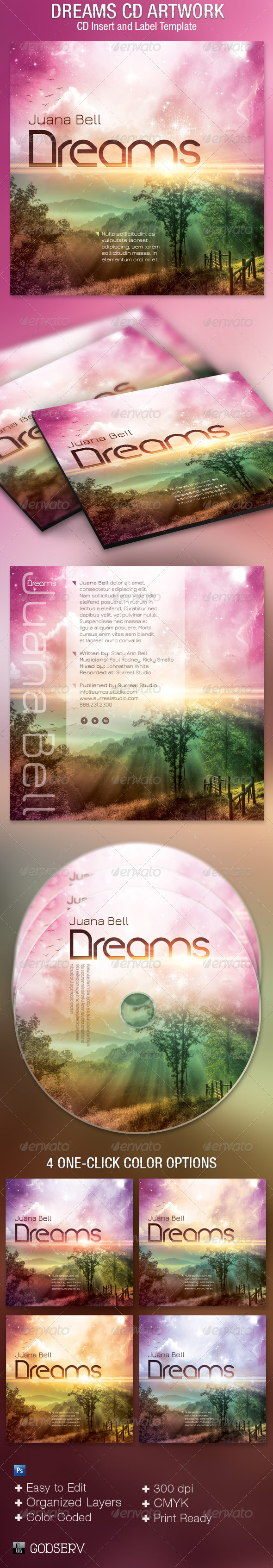 Dreams CD Artwork Template - CD & DVD Artwork Print Templates