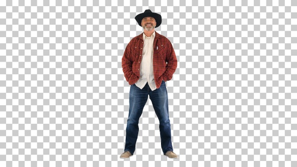 Elderly caucasian man farmer agronomist, Alpha Channel alt