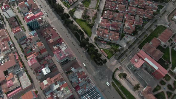 4K daytime before sunset aerial drone view in Cusco, Wanchaq and Rosaspata areas. Dolly in over Mari alt