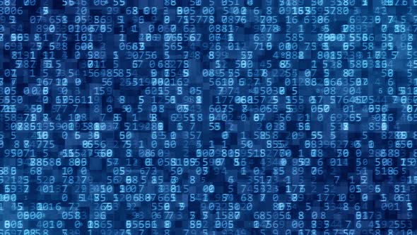 Blue digital Number random futuristic abstract background seamless loop video