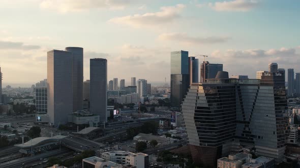 Drone shot of Center of TEL AVIV amazing 4k City View