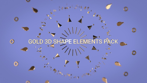 Gold 3D Shape Elements Pack