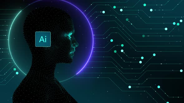 Ai Talking circuit Women technology Data Transfer 5g background alt